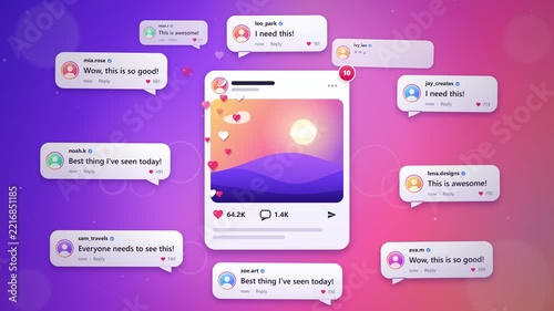 Viral Post Comment Bubbles Popping Up, Social Media Notifications