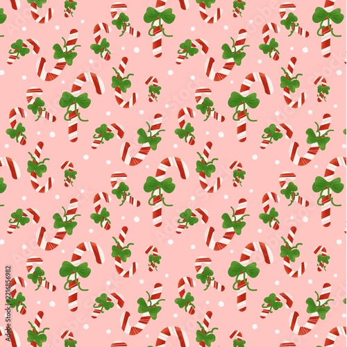 Red and Pink Christmas Ornaments Seamless Pattern