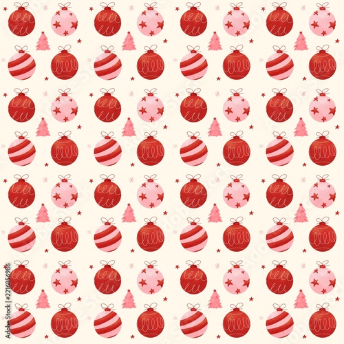 Red and Pink Christmas Ornaments Seamless Pattern