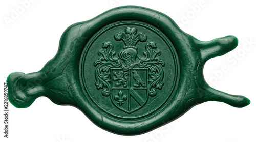 Wax seal stamp impression with decorative emblem on transparent background. Circular embossed sealing wax stamp imprint. Official formal correspondence royal invitation creates visual.