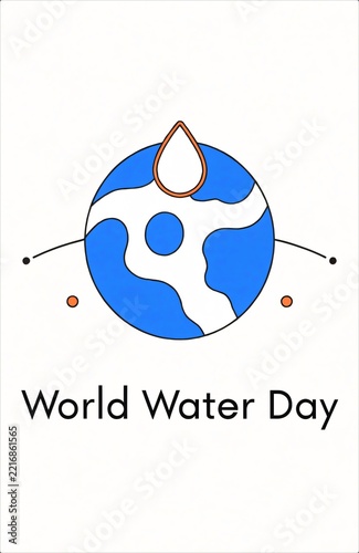 World Water Day Logo Design With Globe And Water Drop.