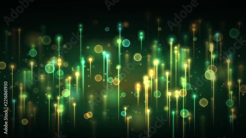 Green Golden Glowing Particle Light Motion Background