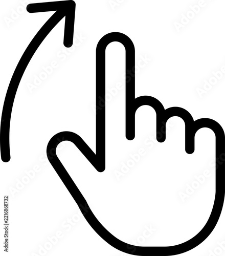 Finger gesture for upward swipe motion during digital interaction isolated on transparent background