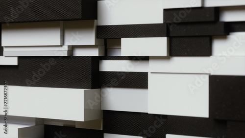 Abstract background with black and white tiles 3d render