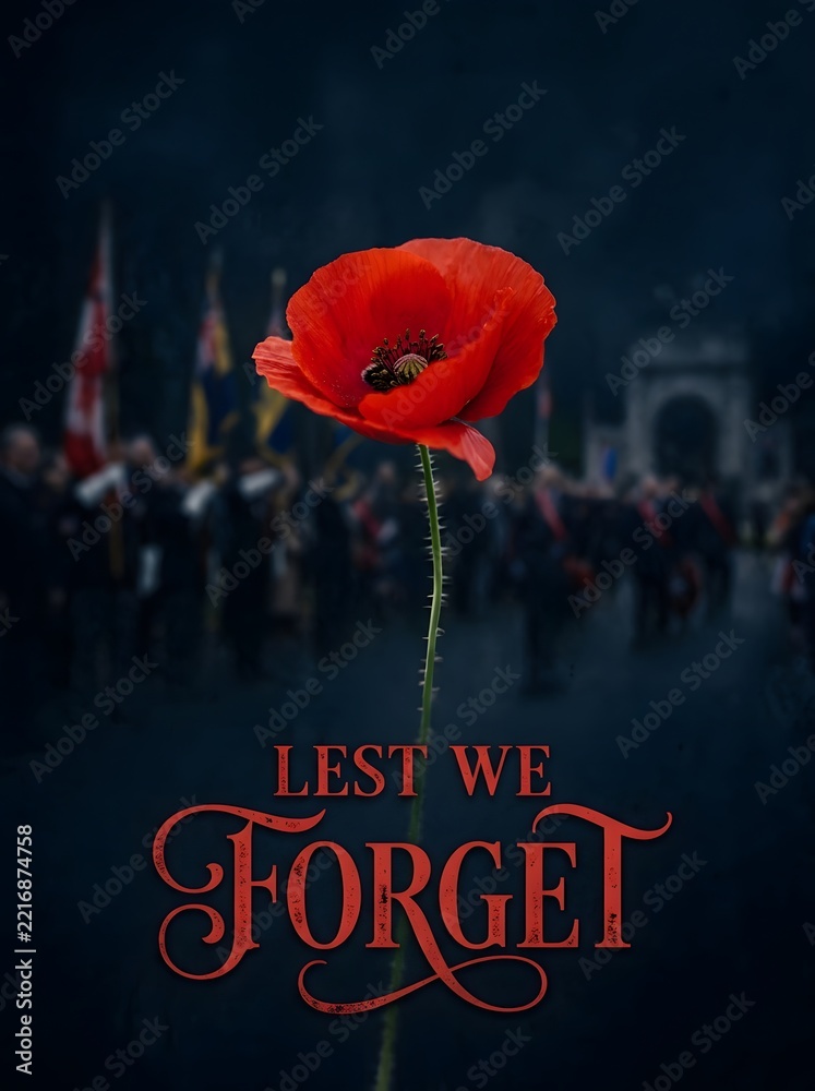 Fototapeta premium Honoring the fallen a remembrance day tribute to the bravery and sacrifice of those who served and protected our freedoms lest we