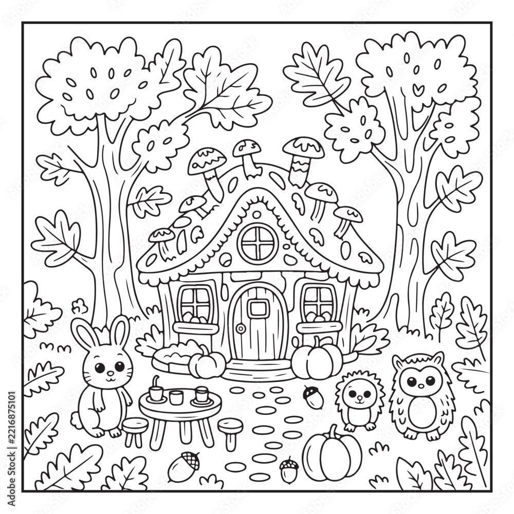 Fototapeta premium Memories of Autumn Coloring Book