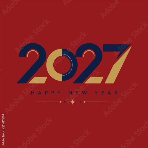 2027 New Year Typography Background – Modern Geometric Celebration Design