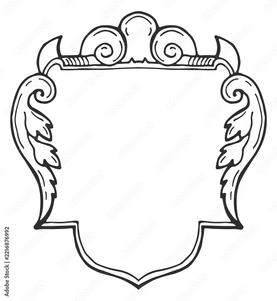 Obraz premium A white frame with a design of leaves and a crown