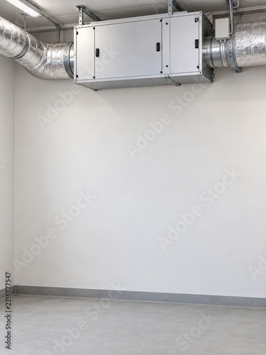 Ceiling Mounted Air Handling Box with Insulated Silver Ducts