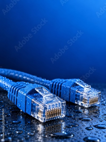 Wet Blue Ethernet Connectors with Gold Contacts and Upper Copy Space
