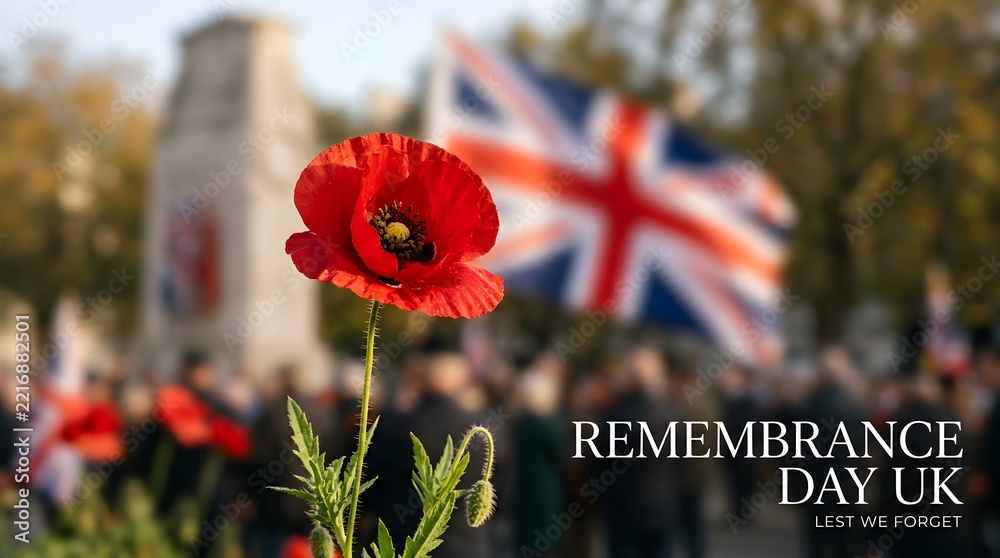Fototapeta premium Remembering the fallen a poignant remembrance day scene in the uk honoring veterans and sacrifices made for peace and freedom with a