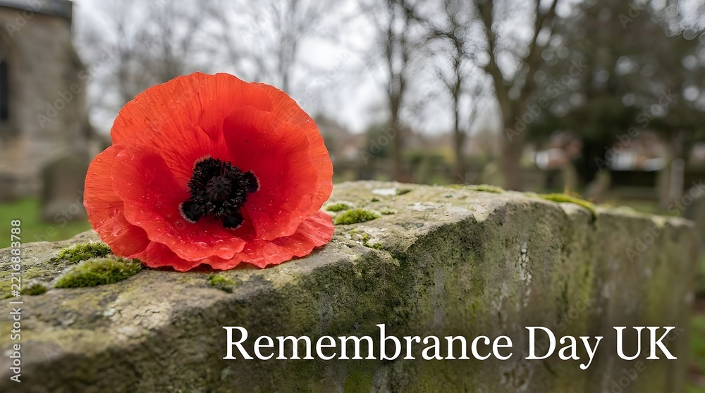 Fototapeta premium Remembrance day in the uk honoring the fallen reflecting on sacrifice and commemorating service with poppies and quiet reflection on november 11th