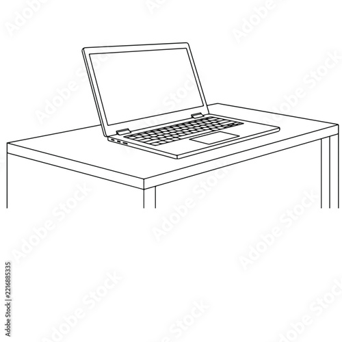 Laptop Outline Icon Flat Vector Illustration