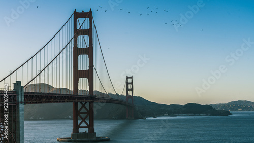 Sun setting on the Golden Gate, San Francisco, California, USA