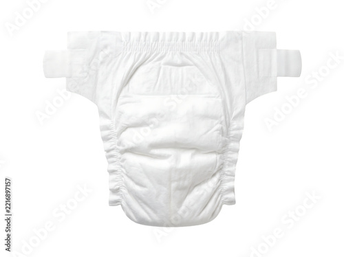 White disposable infant diaper isolated on transparent background for baby care and hygiene marketing