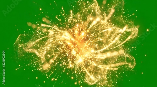 Golden Glitter Burst and Dust Overlay Concept for Green Screen VFX Video Editing