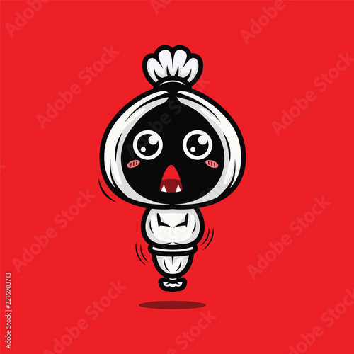 Cute chibi cartoon pocong ghost