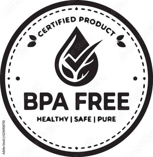 BPA free certified product healthy safe pure eco friendly badge logo design