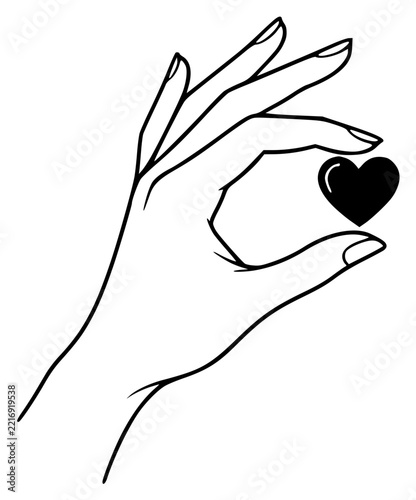 Hand holding small heart set with simple line art design featuring line art, illustrations, graphic resources with vector and design elements