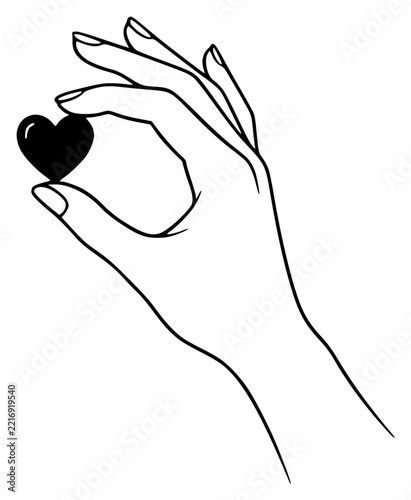 Hand holding small heart set with simple line art design featuring simple design, minimalist, black and white with illustrations and graphics