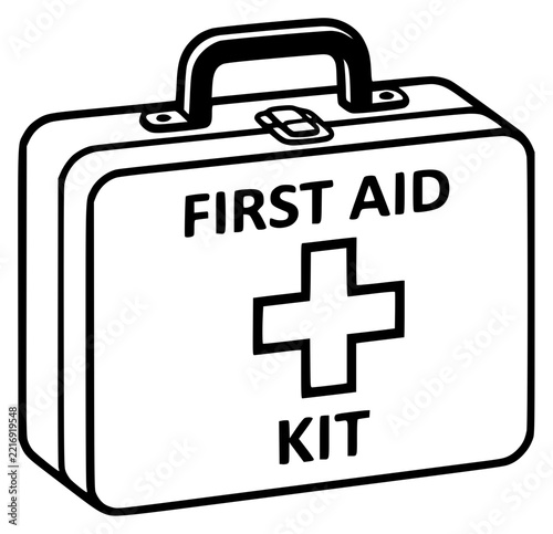 First aid kit vector illustration set with simple line art design featuring simple design, minimalist, black and white with illustrations and graphics