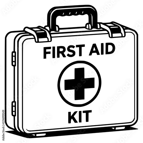 First aid kit vector illustration set with simple line art design featuring sketches, drawings, vector graphics with minimalist and simple illustrations