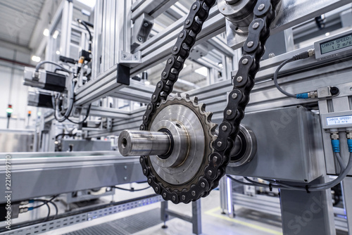 Mechanical Chain Drive System in Industrial Machine