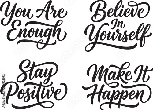 Typography showcasing positive quotes on white background.