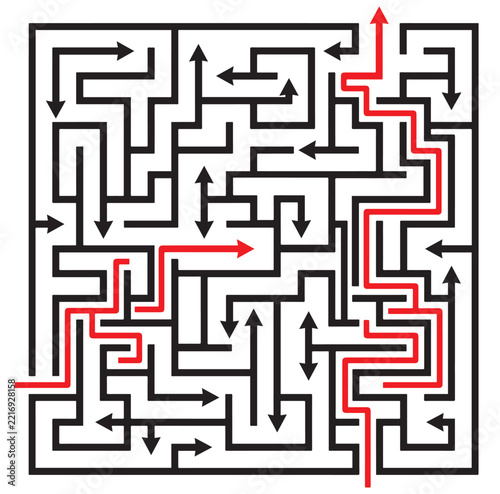 Maze Solution Path Arrows Vector Collection Strategy Flow Diagram Symbol