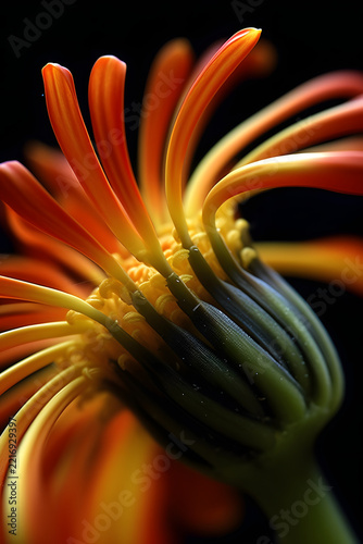 orange flower on black background