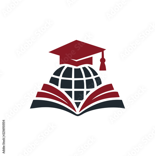 Professional Modern Education Globe Graduation Cap Book Vector Logo Design