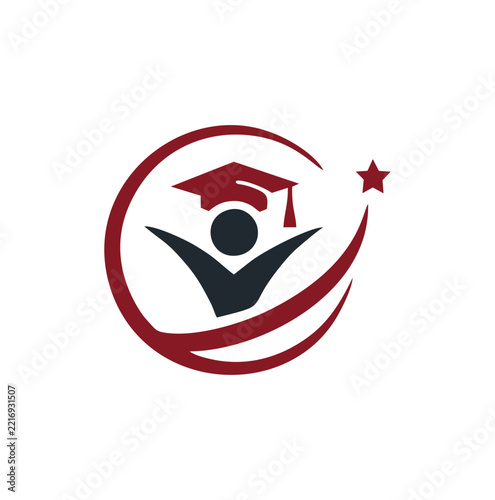Professional Modern Student Success Graduation Cap Star Vector Logo Design