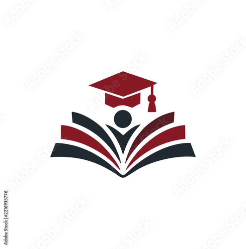 Professional Modern Open Book Graduation Cap Student Vector Logo Design