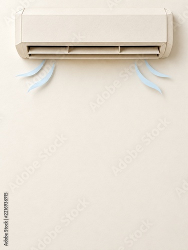 Cream Paper Craft Air Conditioner with Pale Blue Airflow Ribbons