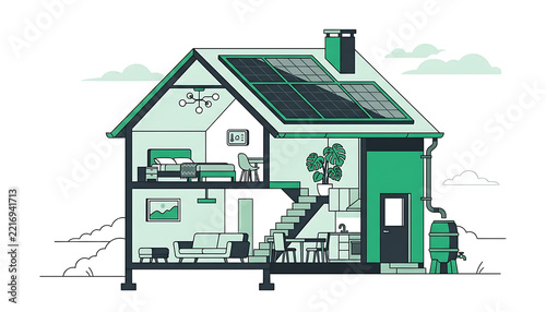 Smart eco home cross section bundle transparent png.