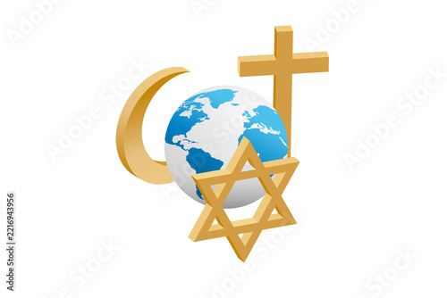 Global unity of religions showing peace concept