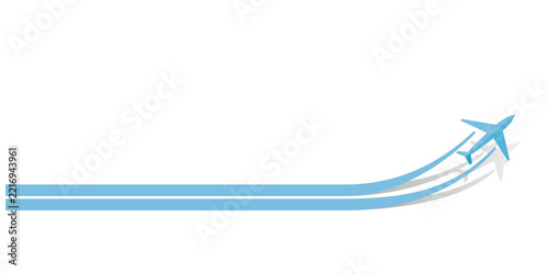 Airplane taking off leaving flight path trail