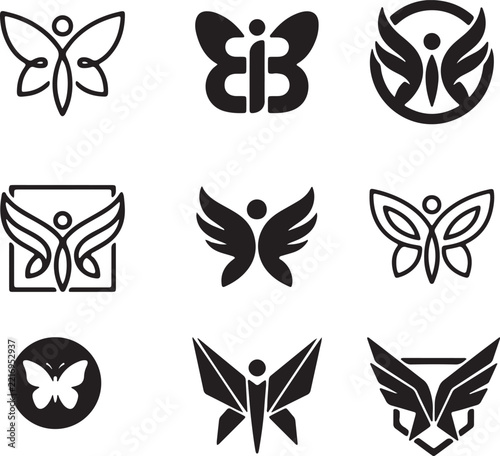 Butterfly and Angel Wing Logo Icon Collection