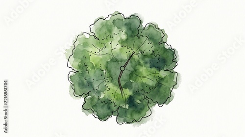 Top view watercolor tree illustration for landscape architecture