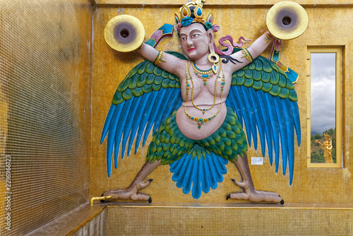THIMPHU, BHUTAN, October 2, 2025 : A weird decoration on the Great Buddha Dordenma base