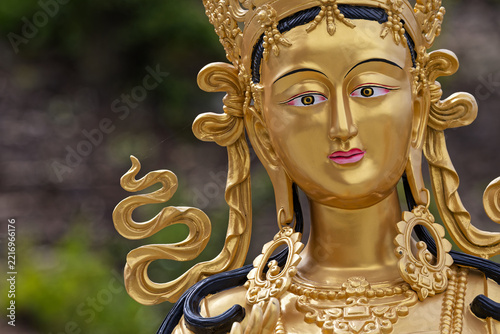 THIMPHU, BHUTAN, October 2, 2025 : Golden statues and temple around the Great Buddha Dordenma