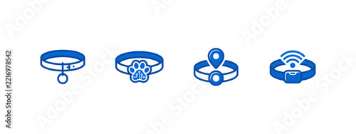 Smart Pet Collar GPS Tracking Wireless Safety and Pet Care Icons