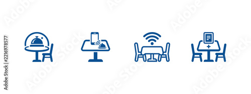 Smart Restaurant Dining Table Food Service and Connected Technology Icons
