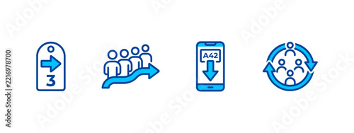 User Flow Queue Management Download Transfer and Data Synchronization Icons