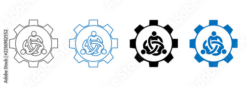 Gear Technology Logo Set, Mechanical Engineering and Industrial Automation Vector Icons