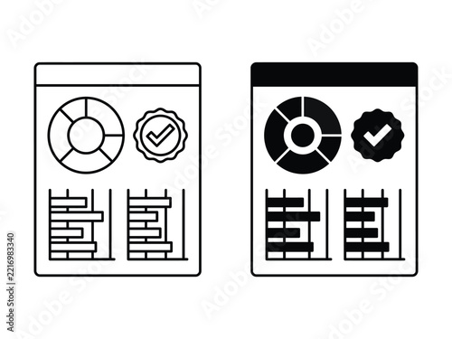black and white infographic templates with charts and checkmarks