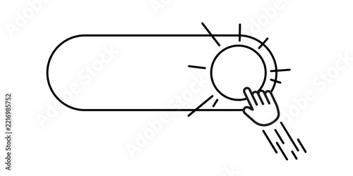 Dynamic black and white CTA button template with a computer mouse cursor hovering over the button, representing click interaction, online action, website navigation, and user engagement.