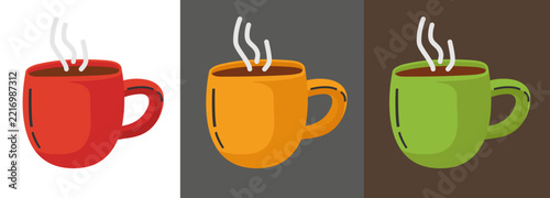 Tea or coffee cup. Vector flat doodle illustration. Hand-drawn vector.