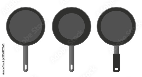 Frying pan icon set. Vector hand-drawn icons