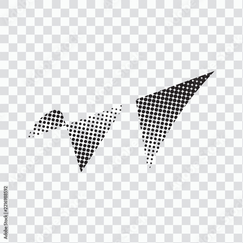 Halftone arrows with transparent background create a directional graphic